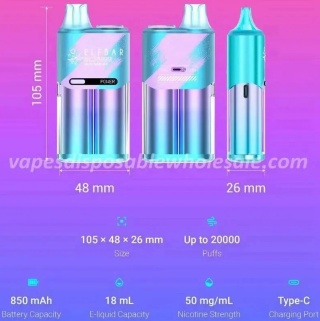 E-papier Watermelon Sour Peachosy ELFBAR BC20000 Pineapple Ice