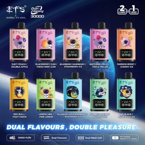 E-papierosy ETS Dual Galaxy 30000 Bluberry Cherry Cranberry/Strawberry Raspberry Cherry Ice